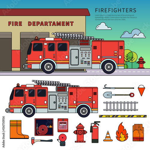 Fire-engine standing on the street