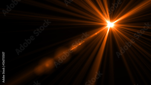 Lens Flare light over Black Background. Easy to add overlay or screen filter over photo