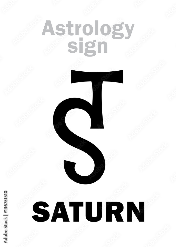 Astrology Alphabet: SATURN, classic major social planet. Hieroglyphics character sign (single symbol). Astrology Alphabet: SATURN, classic major social planet. Hieroglyphics character sign (single symbol).