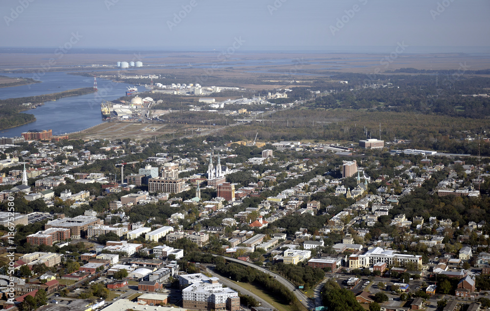 Aerial View of Downtown Savannah