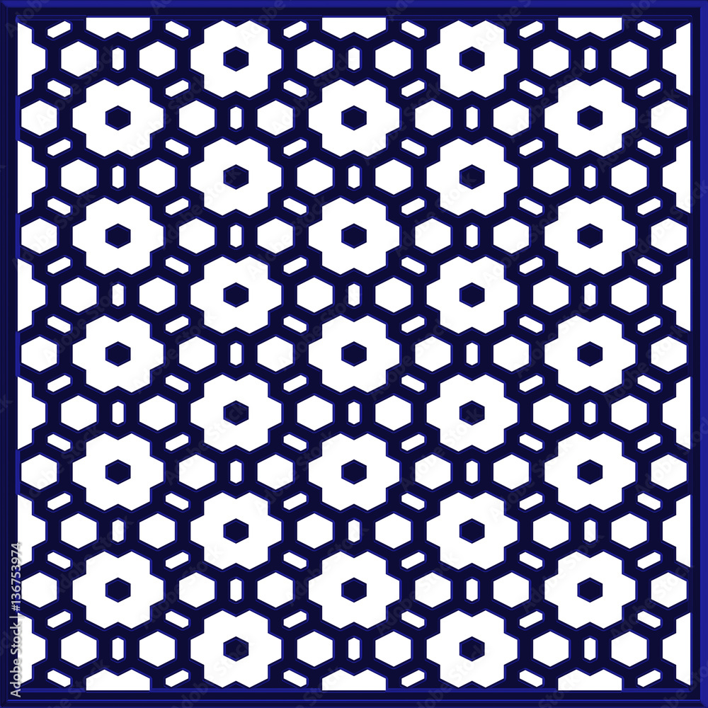 Islamic hexagonal lattice - arabesque pattern
Islamic hexagonal lattice - arabesque pattern