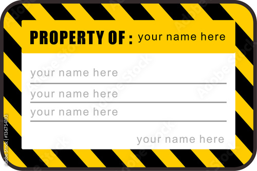 property of, sign label