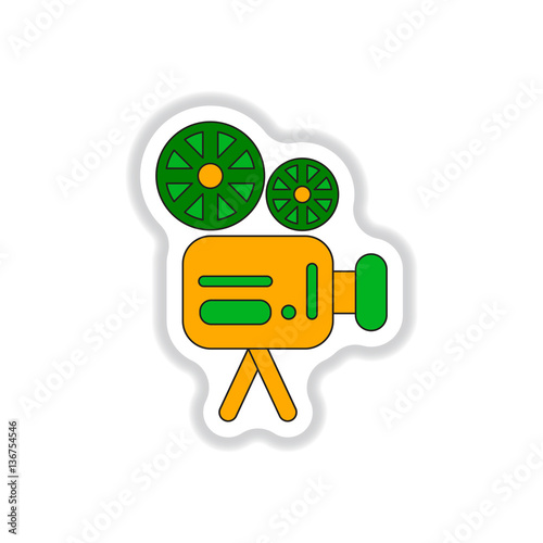 Vector illustration in paper sticker style Retro cinema