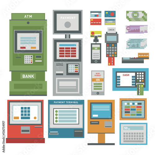 ATM icons vector illustration.
