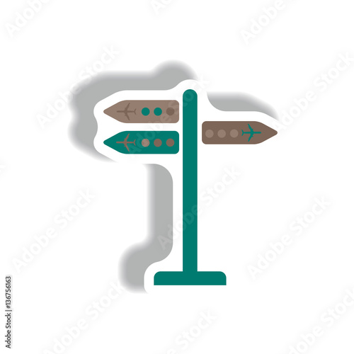 stylish icon in paper sticker style airport signage