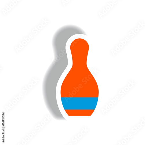stylish icon in paper sticker style bowling skittle