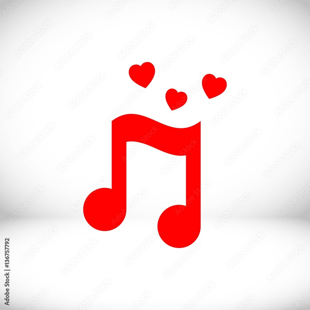 musical note with hearts icon stock vector illustration flat design musical note with hearts icon stock vector illustration flat design
