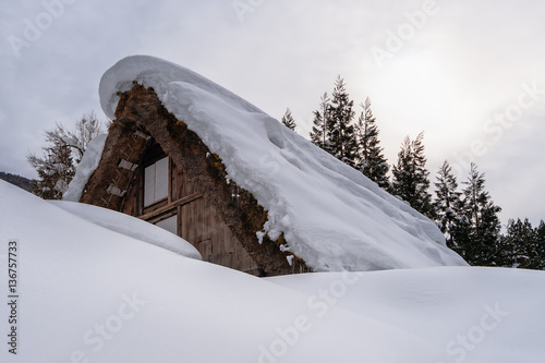 Heavy Snow at tradisional country house in Japan