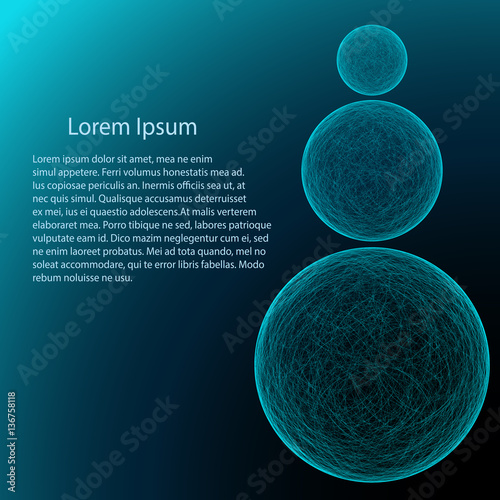Business template -  futuristic blue balls structure   - vector illutration 