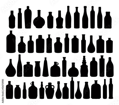 Silhouettes of bottles - vector set
