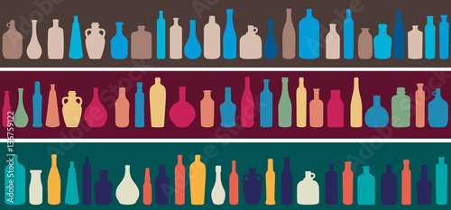 Seamless   bottles borders - vector illustration 
