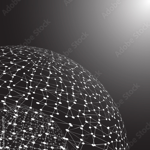 Abstract background with mesh globe  - vector illustration 