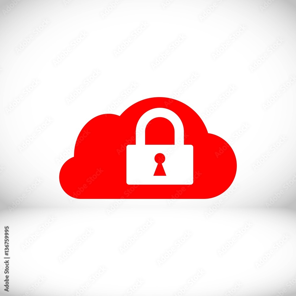 lock cloud icon stock vector illustration flat design lock cloud icon stock vector illustration flat design