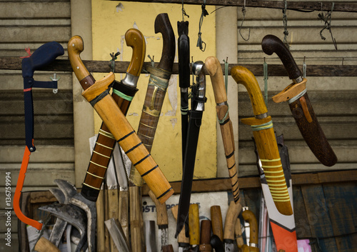 Traditional ceremonial knife sold at Bogor traditional market photo taken in Bogor Indonesia