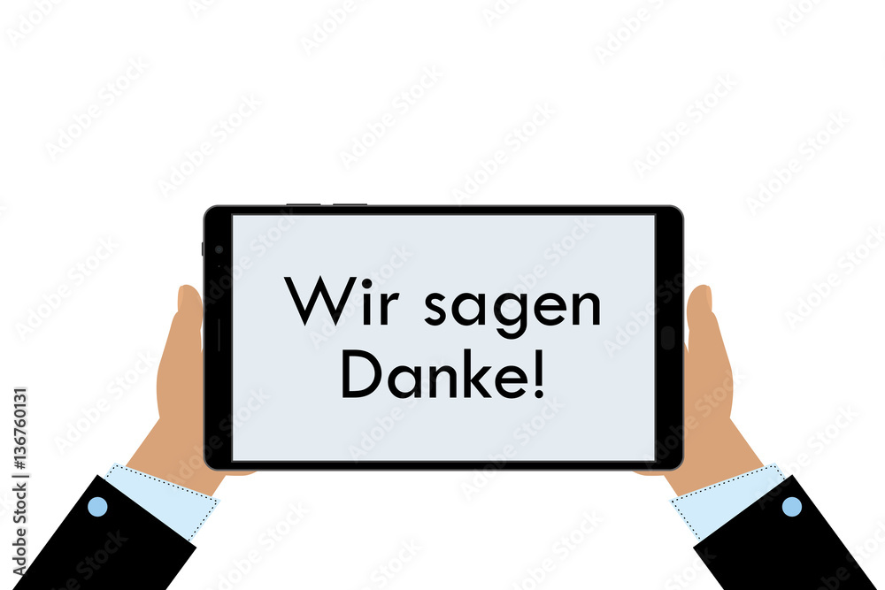 Fotografie Geschäftsmann mit Tablet - Wir sagen Danke