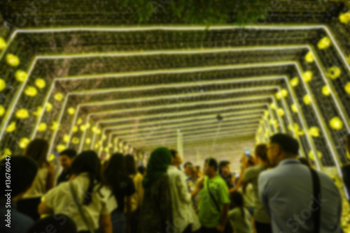 abstract blur image of shopping mall and people on christmas tim