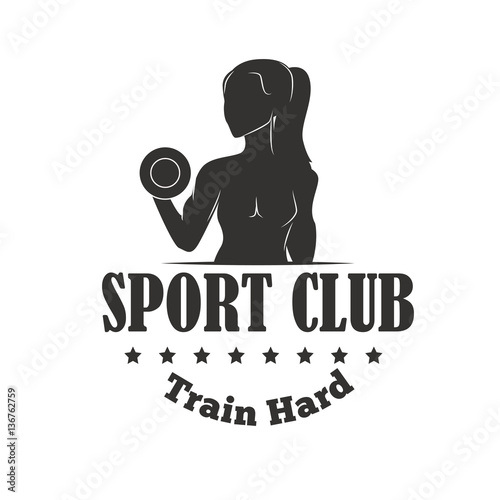 Gym sport club fitness emblem vector illustration.