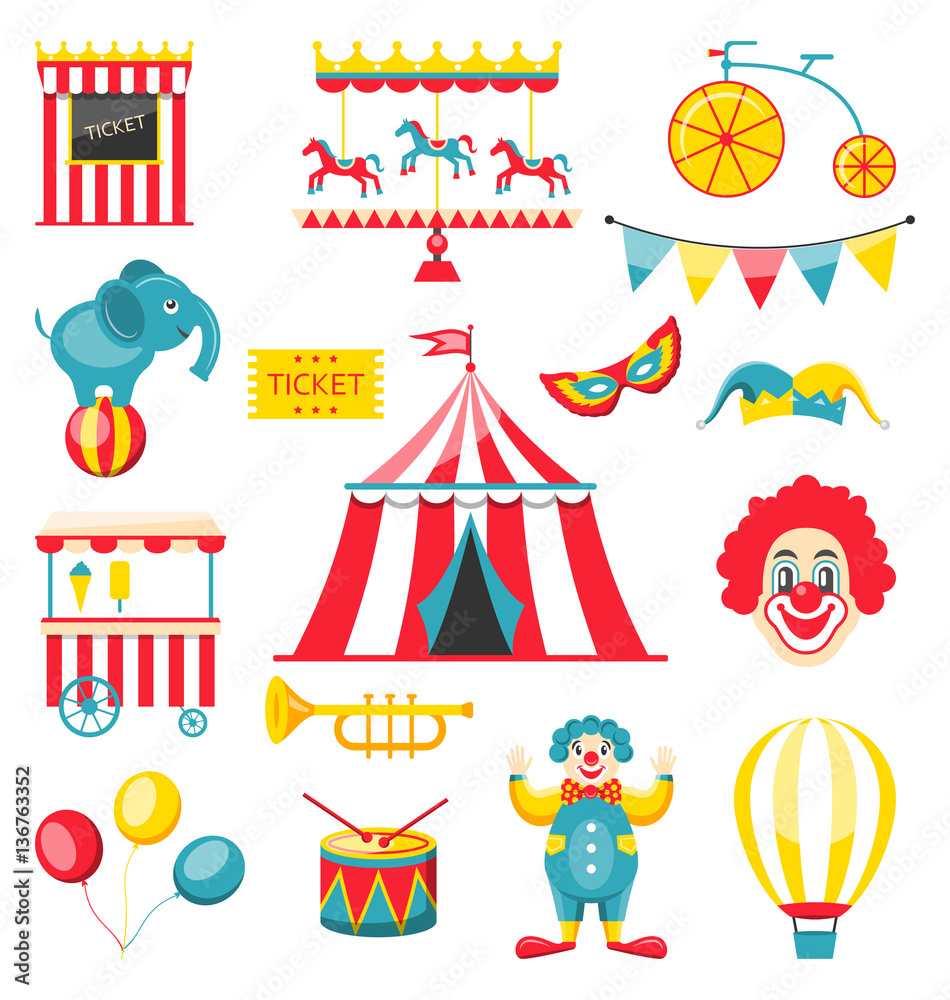 Collection Colorful Elements for Circus and Carnival