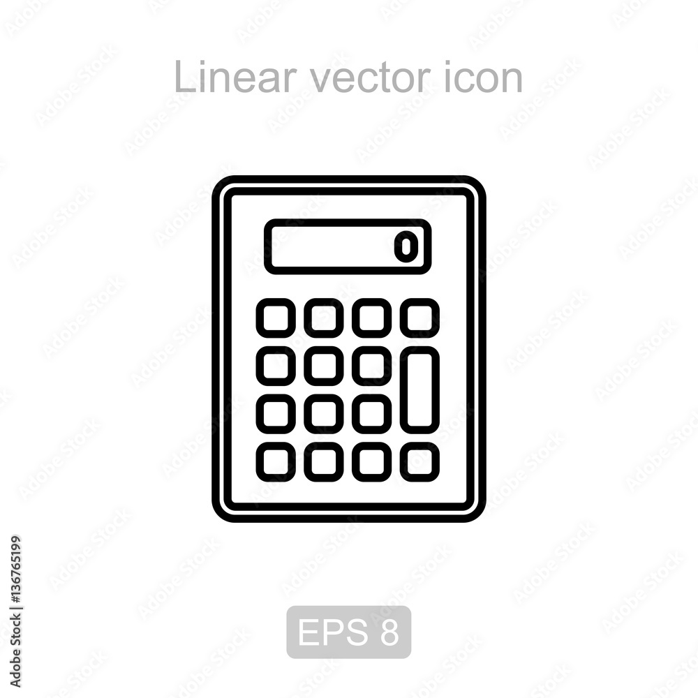 Calculator. Linear vector icon.
