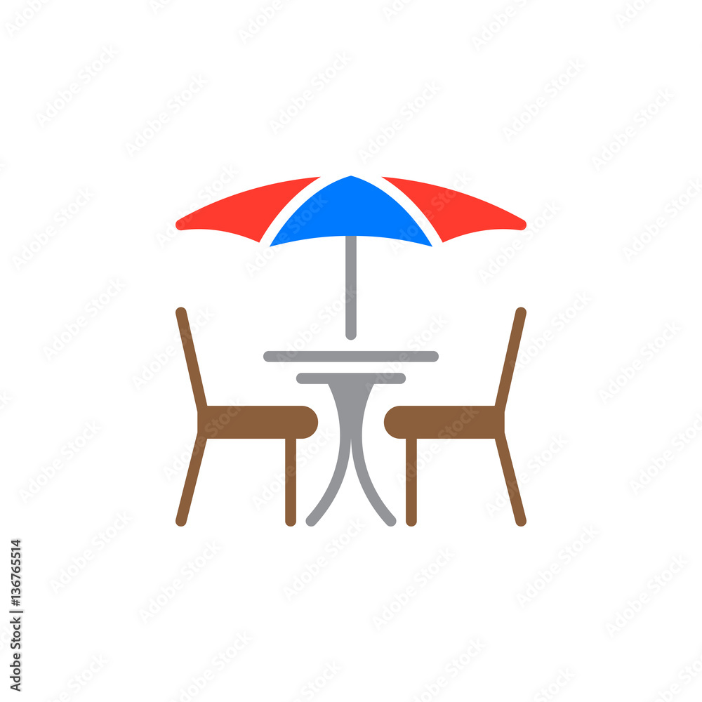 Street Cafe icon vector, filled flat sign, solid colorful pictogram isolated on white. Symbol, logo illustration Street Cafe icon vector, filled flat sign, solid colorful pictogram isolated on white. Symbol, logo illustration
