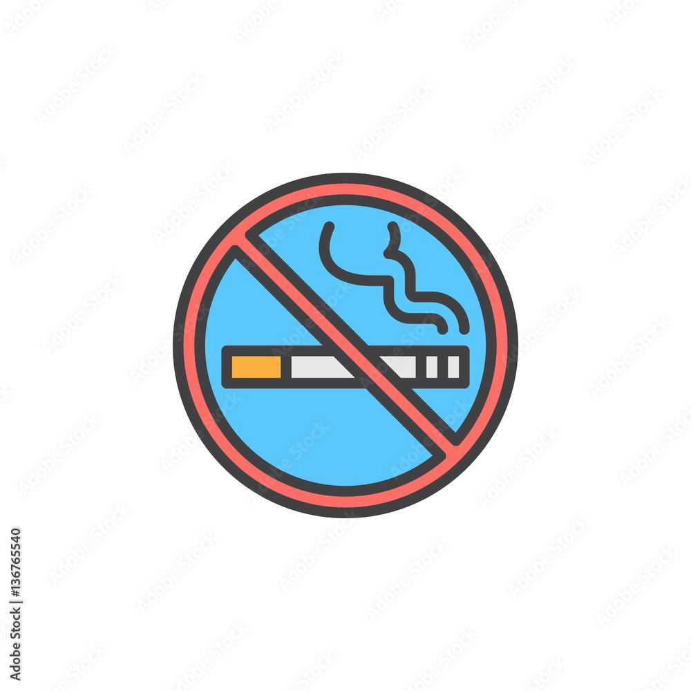 No smoking area line icon, filled outline vector sign, linear colorful pictogram isolated on white. Symbol, logo illustration No smoking area line icon, filled outline vector sign, linear colorful pictogram isolated on white. Symbol, logo illustration