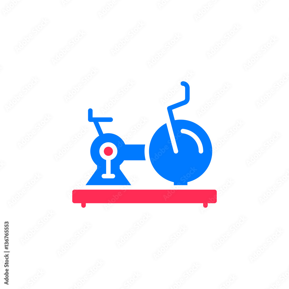 Exercise, Stationary Bike icon vector, filled flat sign, solid colorful pictogram isolated on white. Gym symbol, logo illustration Exercise, Stationary Bike icon vector, filled flat sign, solid colorful pictogram isolated on white. Gym symbol, logo illustration