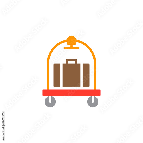 Baggage, luggage trolley icon vector, filled flat sign, solid colorful pictogram isolated on white. Hotel cart symbol, logo illustration