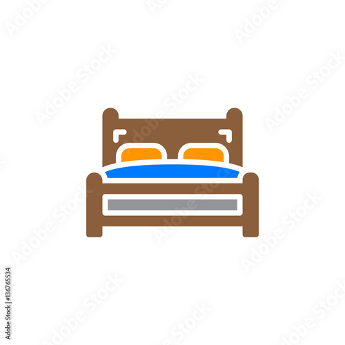 Double bed icon vector, filled flat sign, solid colorful pictogram isolated on white. Symbol, logo illustration