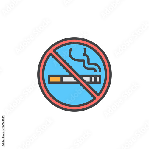 No smoking area line icon, filled outline vector sign, linear colorful pictogram isolated on white. Symbol, logo illustration