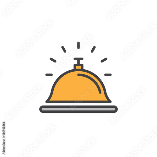 Reception bell line icon, filled outline vector sign, linear colorful pictogram isolated on white. Help desk symbol, logo illustration