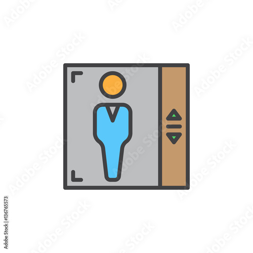 Elevator line icon, filled outline vector sign, linear colorful pictogram isolated on white. Lift symbol, logo illustration