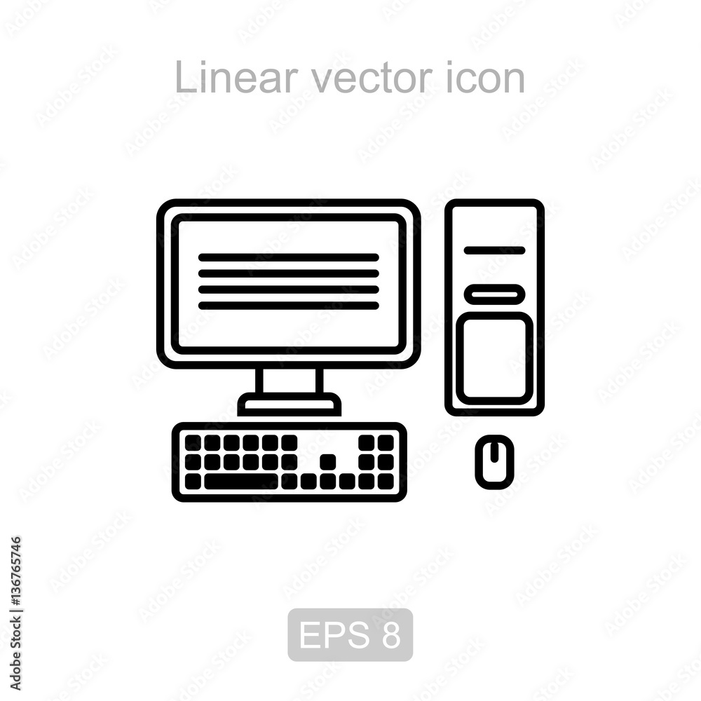 Computer. Linear vector icon. Computer. Linear vector icon.