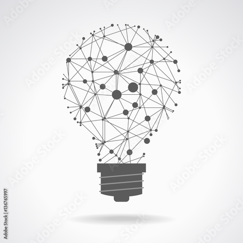 Light bulb idea icon with circuit board inside. Business idea concept. Lamp formed by chip connectors. The file is saved in the version AI10 EPS.
