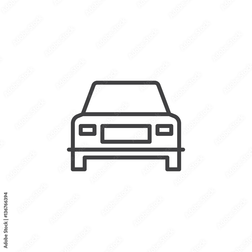 Car, vehicle line icon, outline vector sign, linear style pictogram isolated on white. Symbol, logo illustration