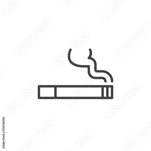 Cigarette line icon, outline vector sign, linear style pictogram isolated on white. Symbol, logo illustration