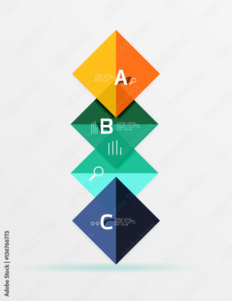 Modern flying square infographic Modern flying square infographic