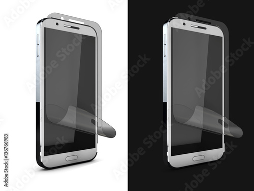 Fotografia 3d Illustration of Phone protection film on screen