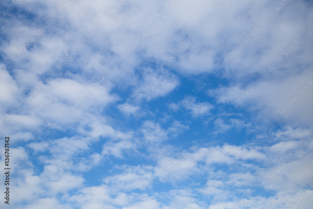 Blue sky with white clouds.