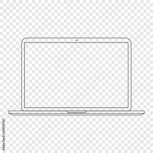 Laptop. Modern computer in linear style. Laptop isolated on transparent
