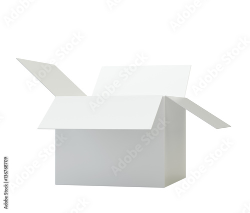 Open box cardboard. High resolution. 3d rendering isolated on white background