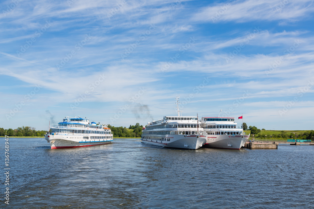 Cruise ships are at berth island of Kizhi in Russia