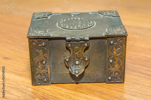 retro metal casket with jewelry
