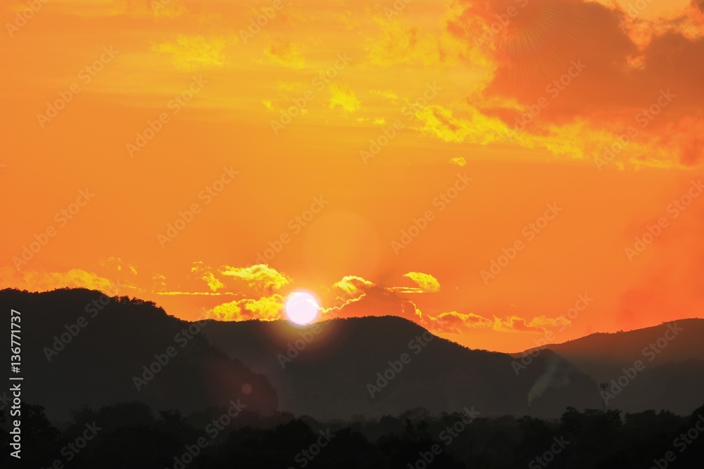 sky in sunset and motion cloud, beautiful colorful evening 