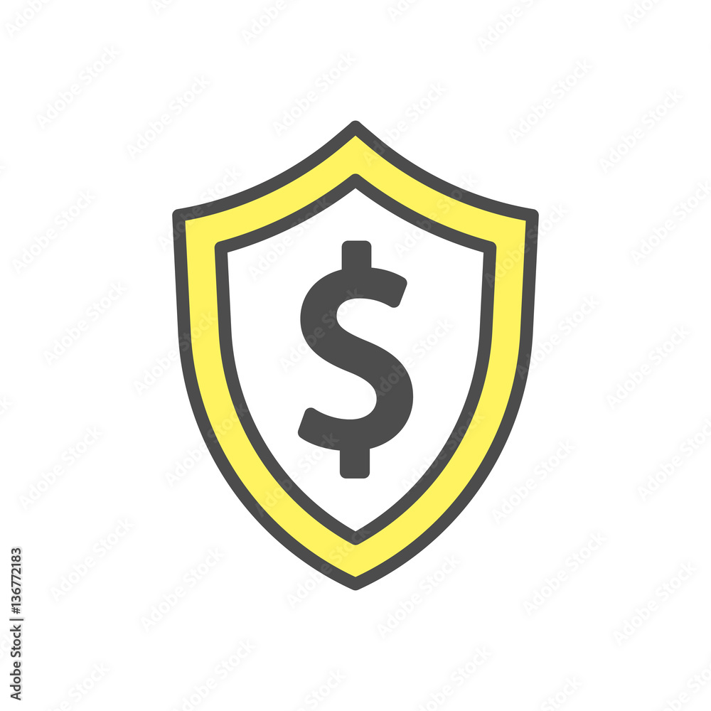 Isolated dollar in shield icon Isolated dollar in shield icon