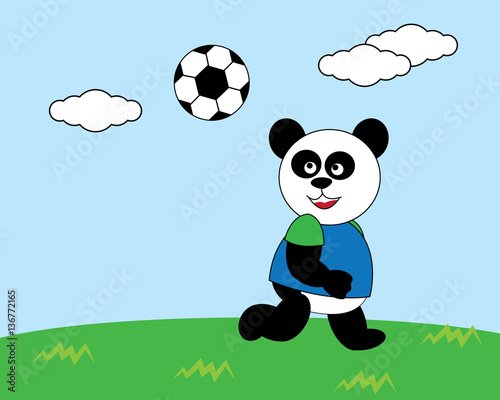 Fototapeta Naklejka Na Ścianę i Meble -  Panda is playing football