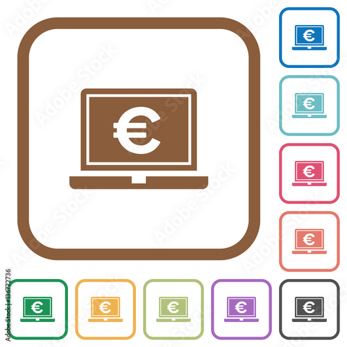 Laptop with Euro sign simple icons