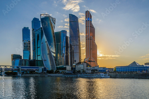Evening view of the Moscow City Tower
