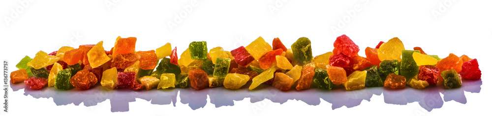candied fruit group on white background candied fruit group on white background