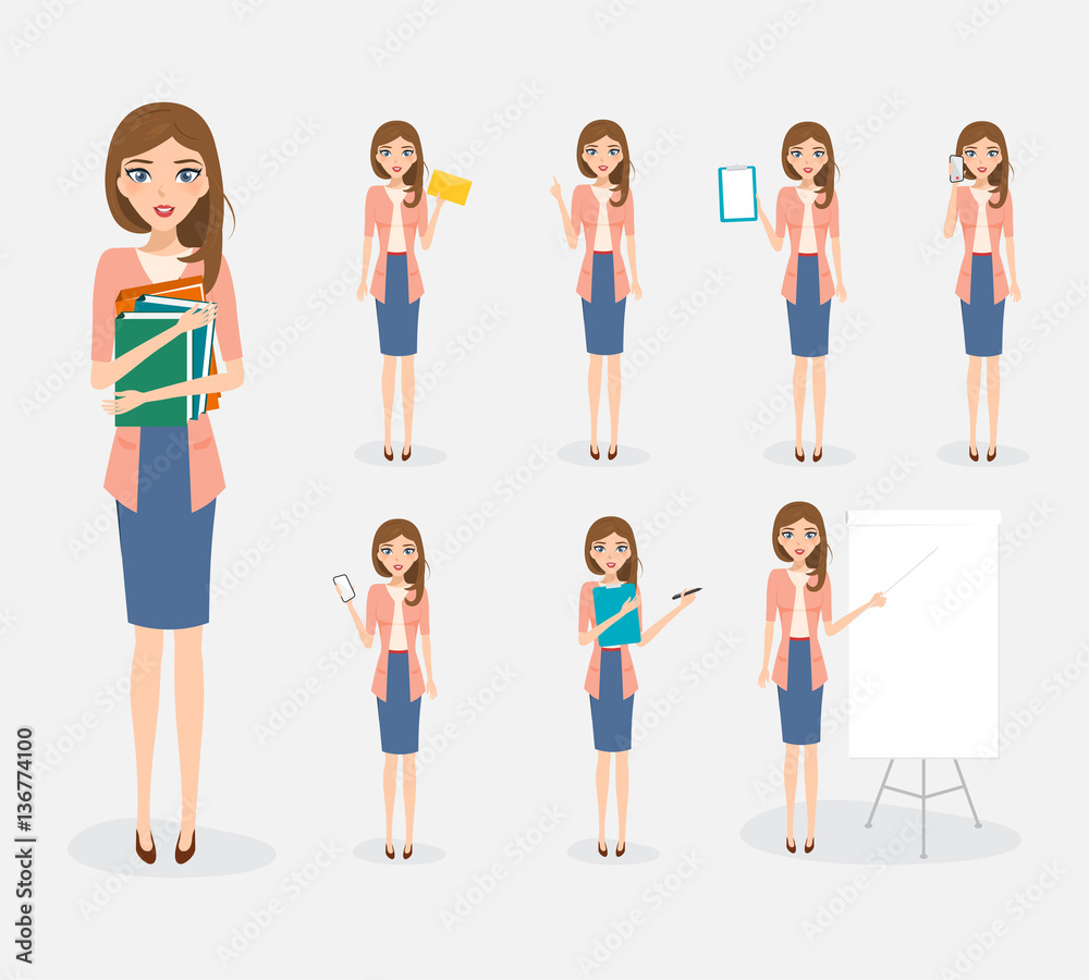 Fototapeta premium business woman character in job at office work. people character vector design.