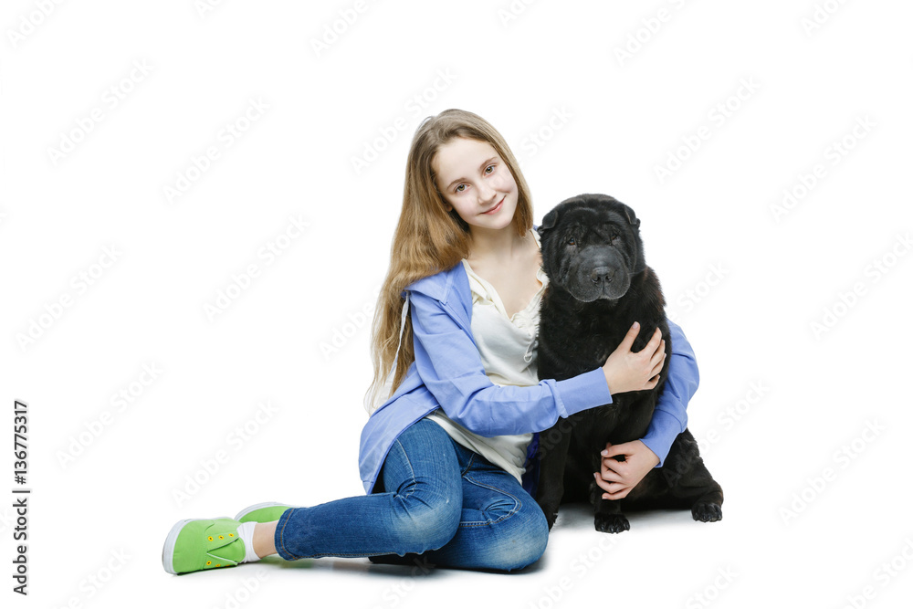Teen age girl with dog